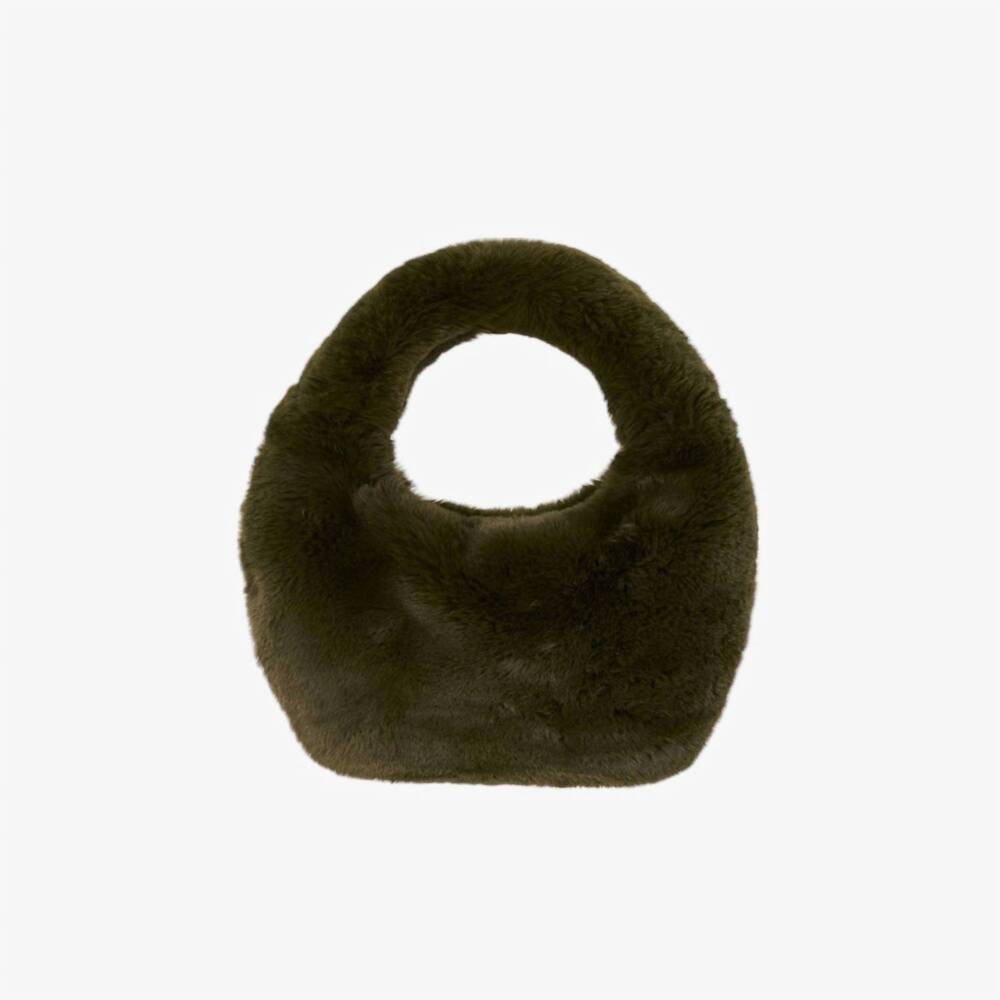NEW LAMARQUE women's alix mini faux fur hobo bag in olive